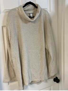 AVA & VIV 4X Oatmeal Bouclé Cowl Neck Sweater Cozy Quiet Luxury Tunic